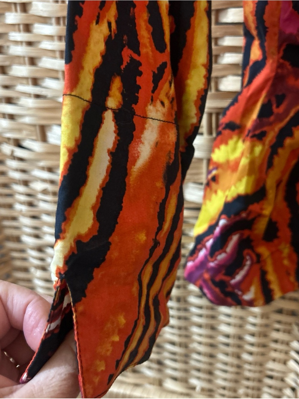Mishka Y2K Tie Front Vibrant Animal Print Shirt Size Petite Med Festival Club - Picture 4 of 5